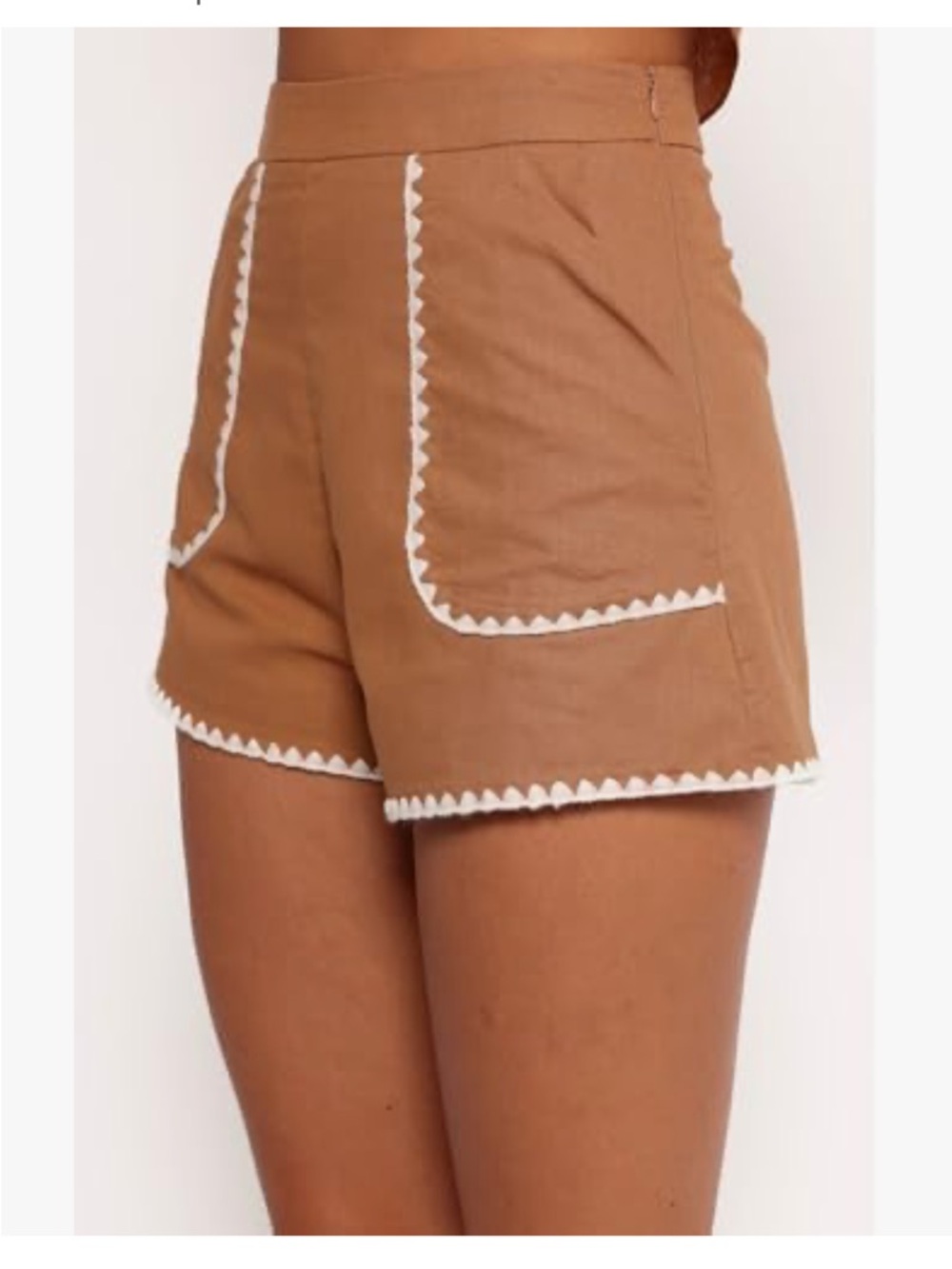 Linen Scallop Trim Shorts